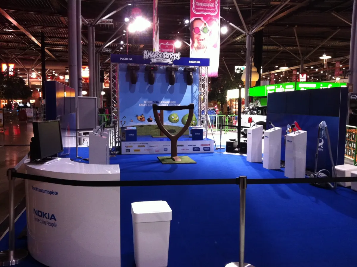 Angry Birds Championship competition stand with Nokia branding