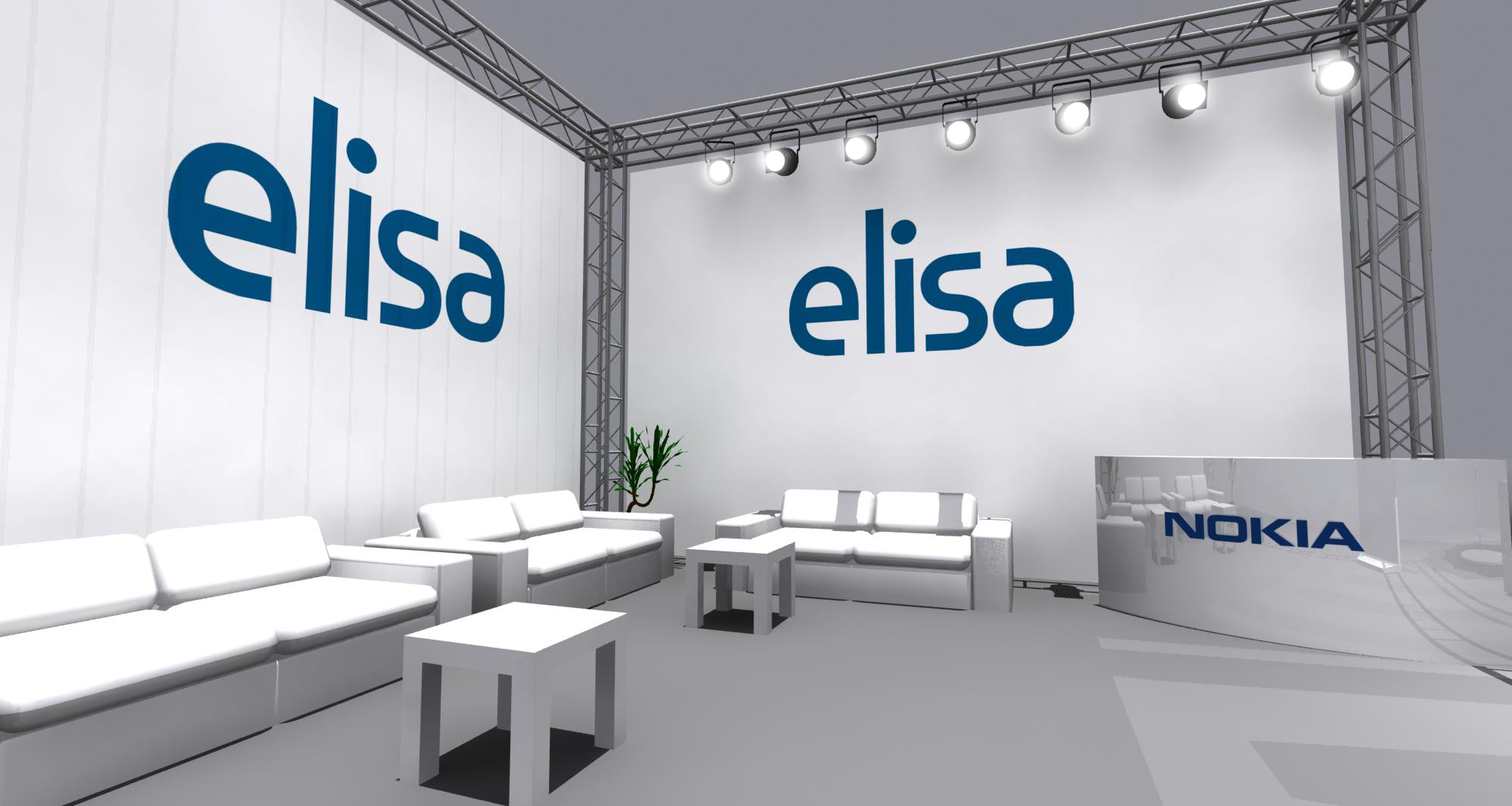 Elisa lounge at the Neste Rally stand, 3D design