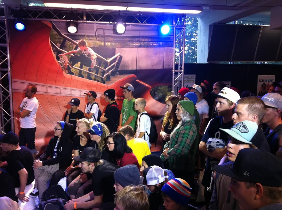 Nokia skateboarding event stage and audience