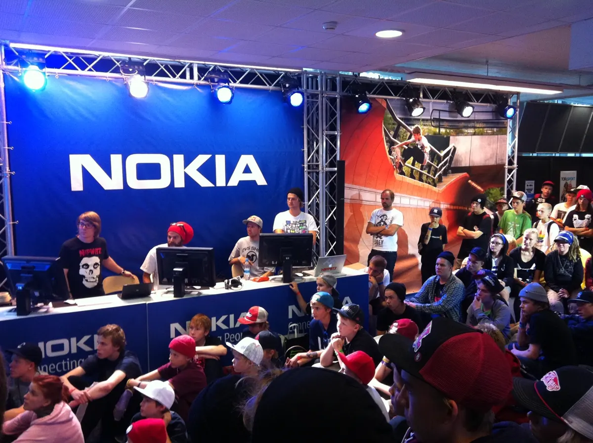 Nokia skateboarding event judges and audience