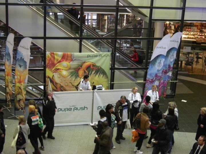 Pure Rush beverage promotion at a shopping mall