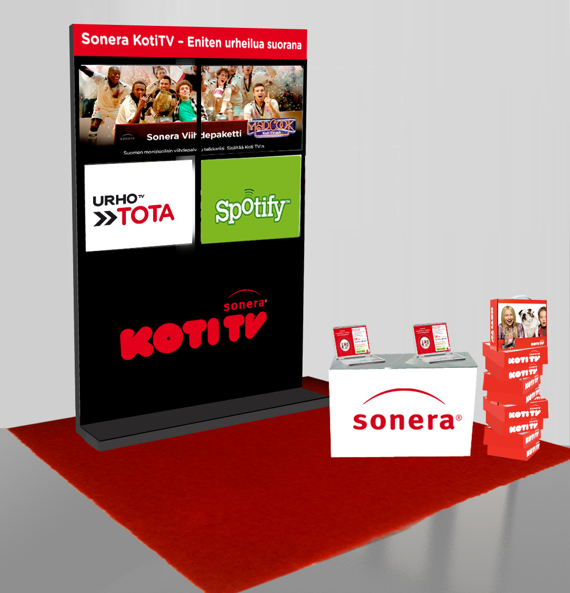 Sonera Koti TV promotional stand 3D design