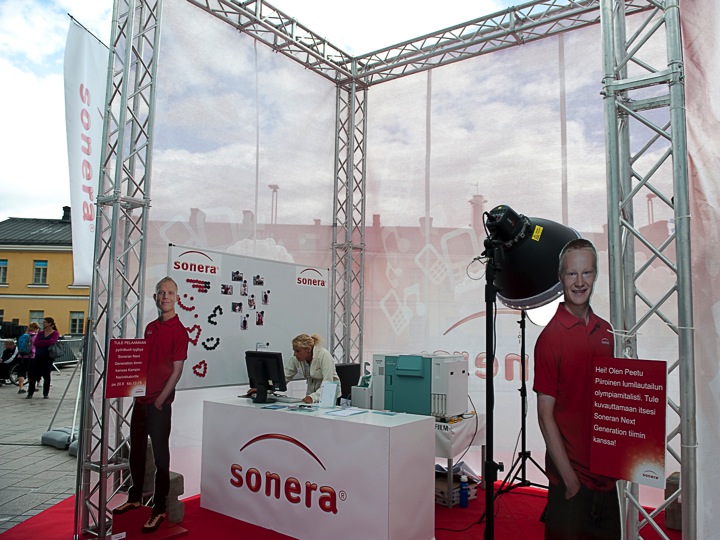 Sonera promotional stand at Paralympics event
