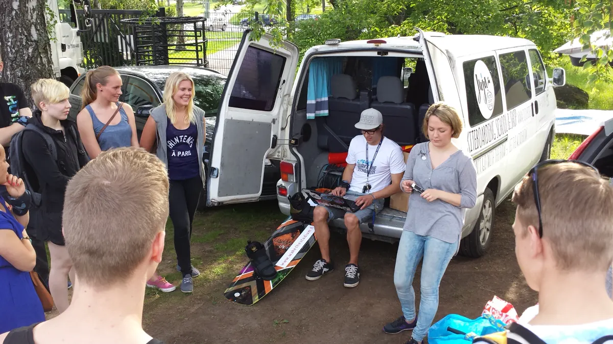 Wake The Stadium backstage briefing by the van