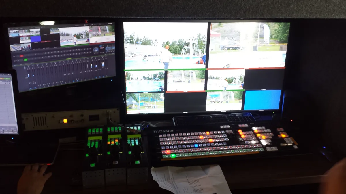 Wake The Stadium event production control room with TriCaster equipment