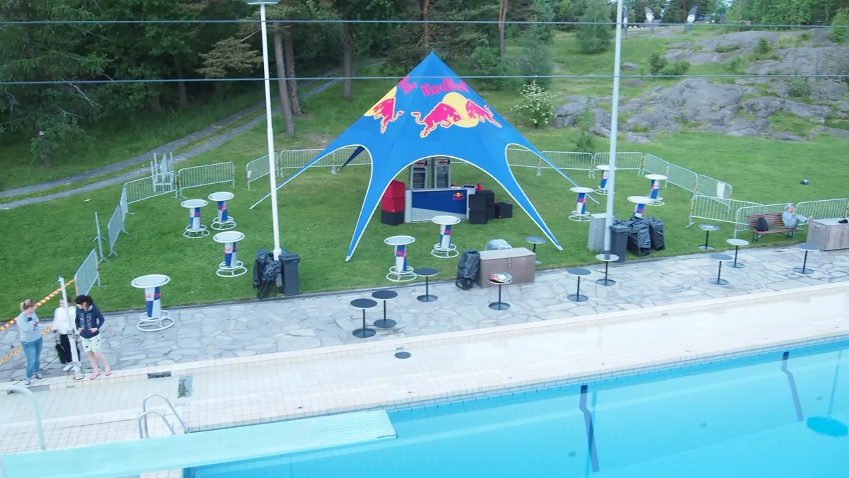 Wake The Stadium event area with Red Bull tent